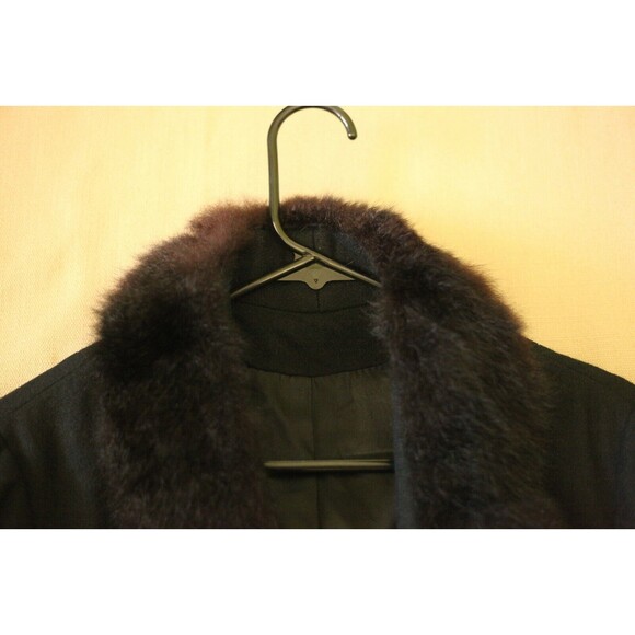 VTG NORGAIL 100% Wool Open Front Short Jacket Faux Mink Fur Black USA Made - Picture 8 of 12